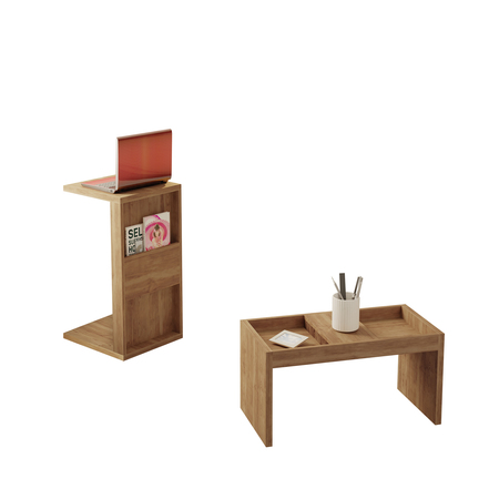Manhattan Comfort Rectangle Marine Coffee and Side Table - Set of 2 in Nature, 40.94 W, 15.16 L, 26.77 H, Nature 2-13LC4